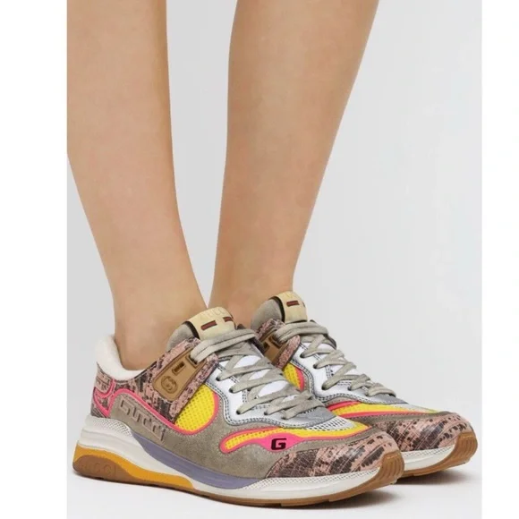 Gucci Shoes | NWT Gucci Women's Ultrapace Lizard Leather Sneakers - Box Included - Picture 4 of 11